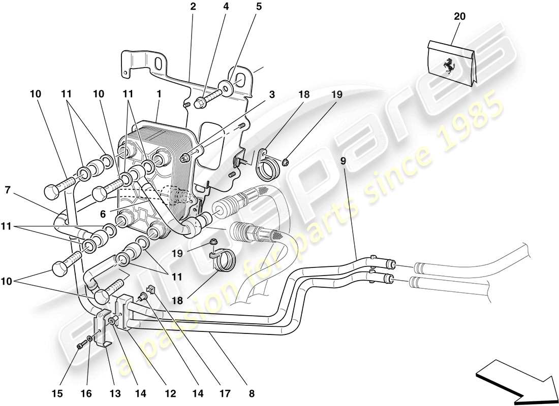 ferrari california (usa) gearbox oil lubrication and cooling system parts diagram