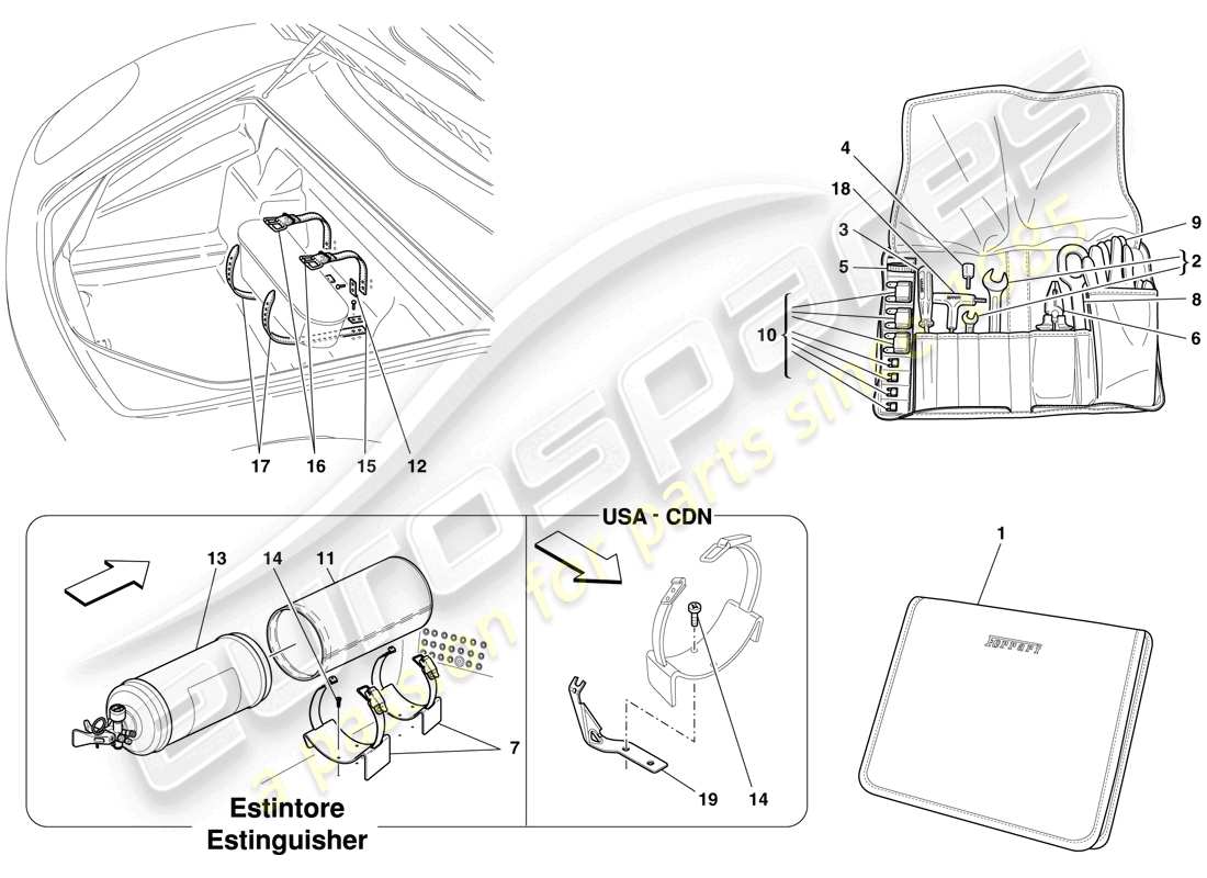 ferrari f430 scuderia spider 16m (rhd) tools and accessories provided with vehicle parts diagram