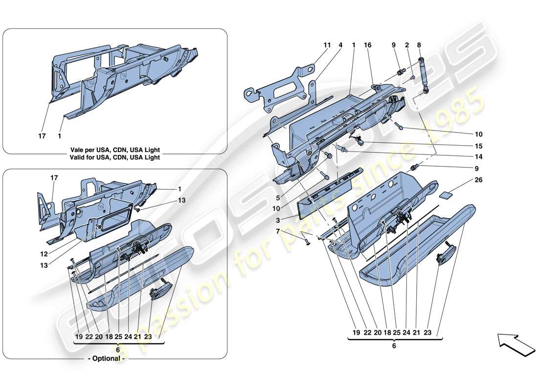 ferrari california t (europe) glove compartment parts diagram