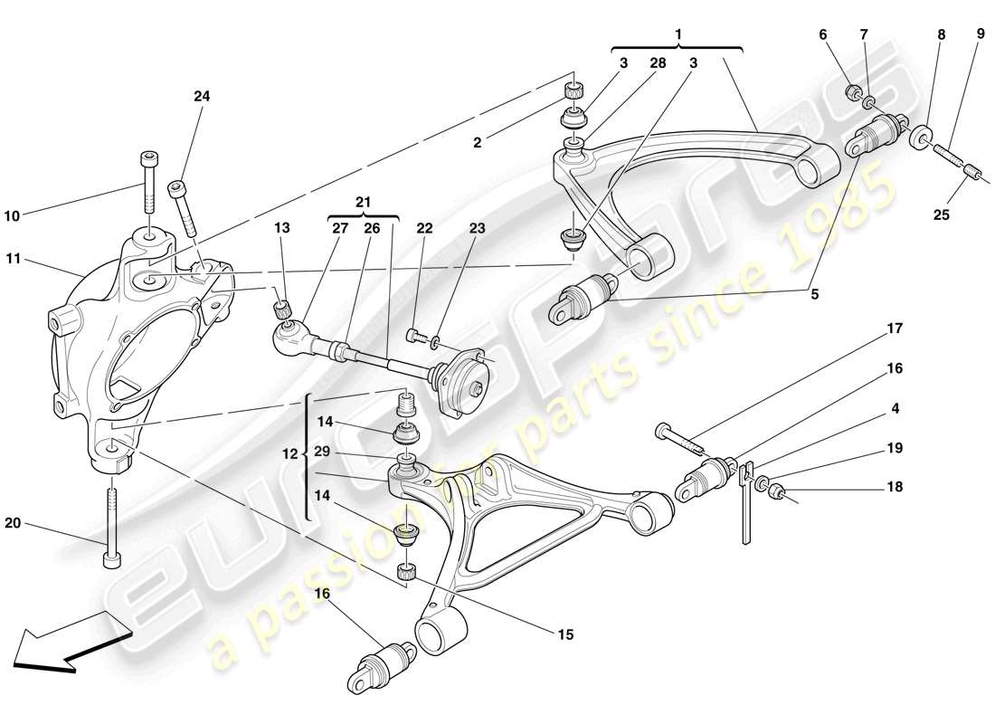 ferrari f430 scuderia spider 16m (rhd) rear suspension - arms parts diagram