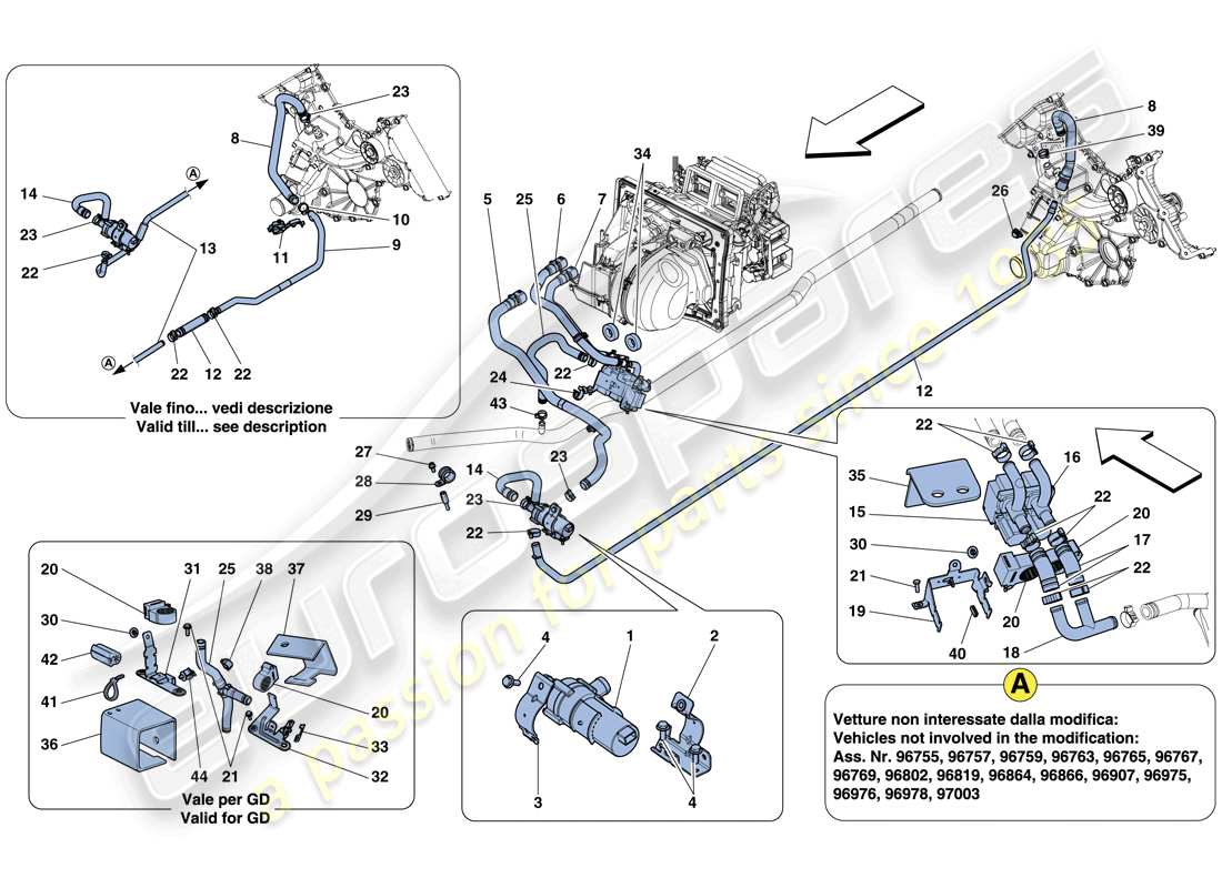 ferrari 458 italia (europe) ac system - water parts diagram