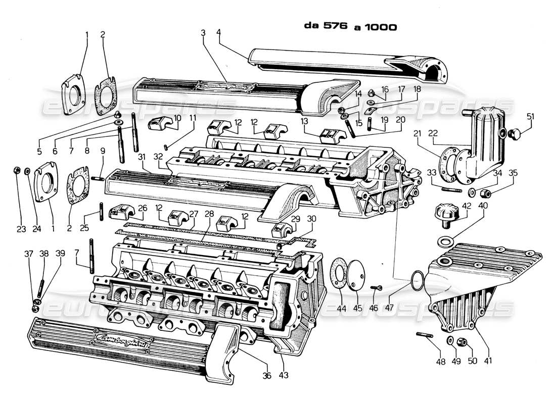 lamborghini espada cylinder heads (576 to 1000) part diagram