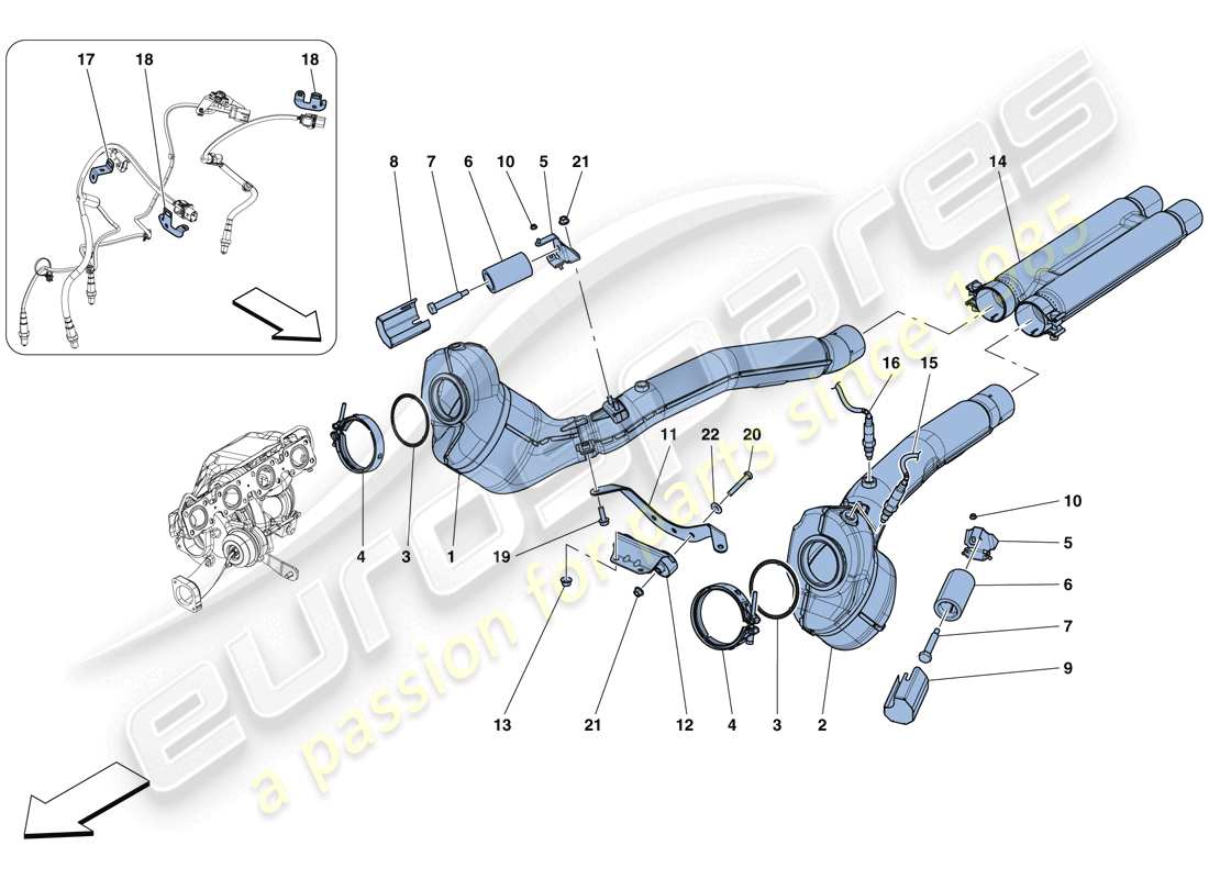 ferrari gtc4 lusso t (europe) pre-catalytic converters and catalytic converters parts diagram