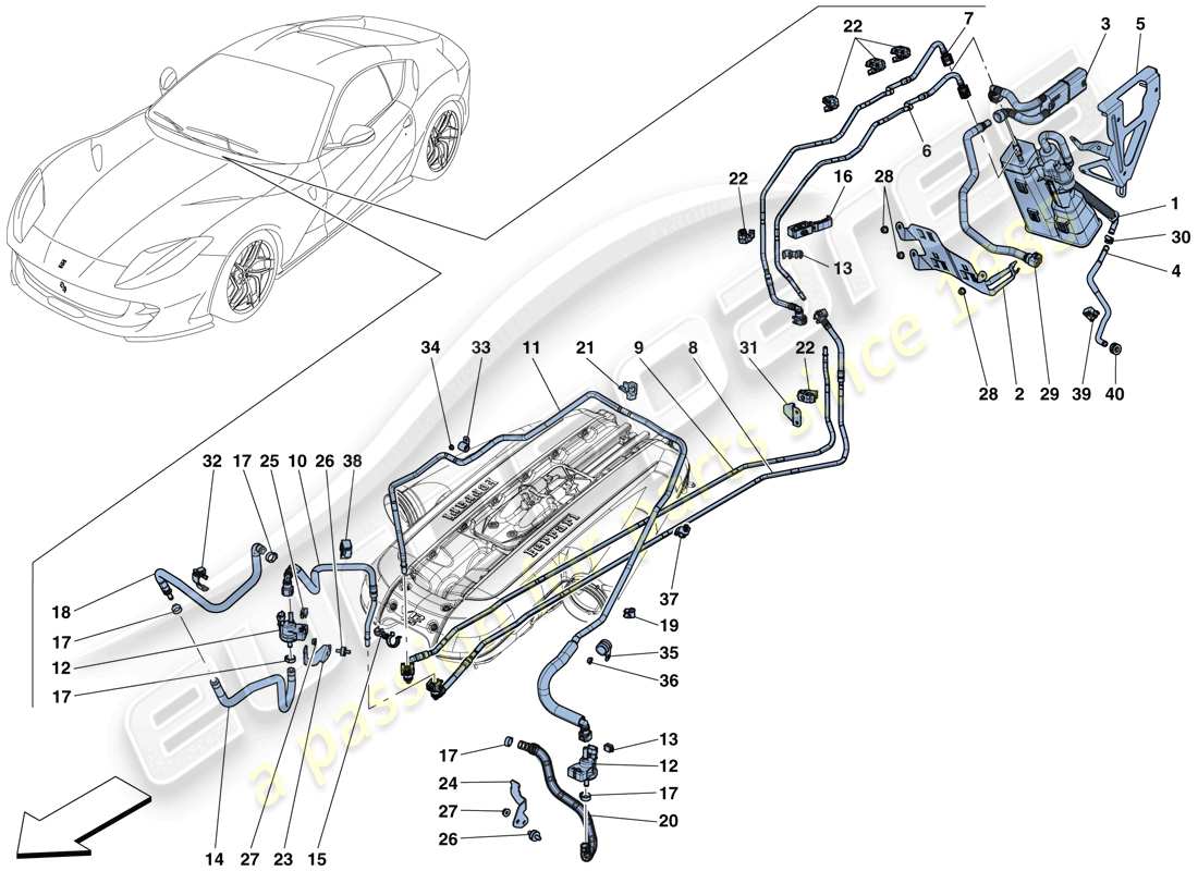 ferrari 812 superfast (rhd) evaporative emissions control system part diagram