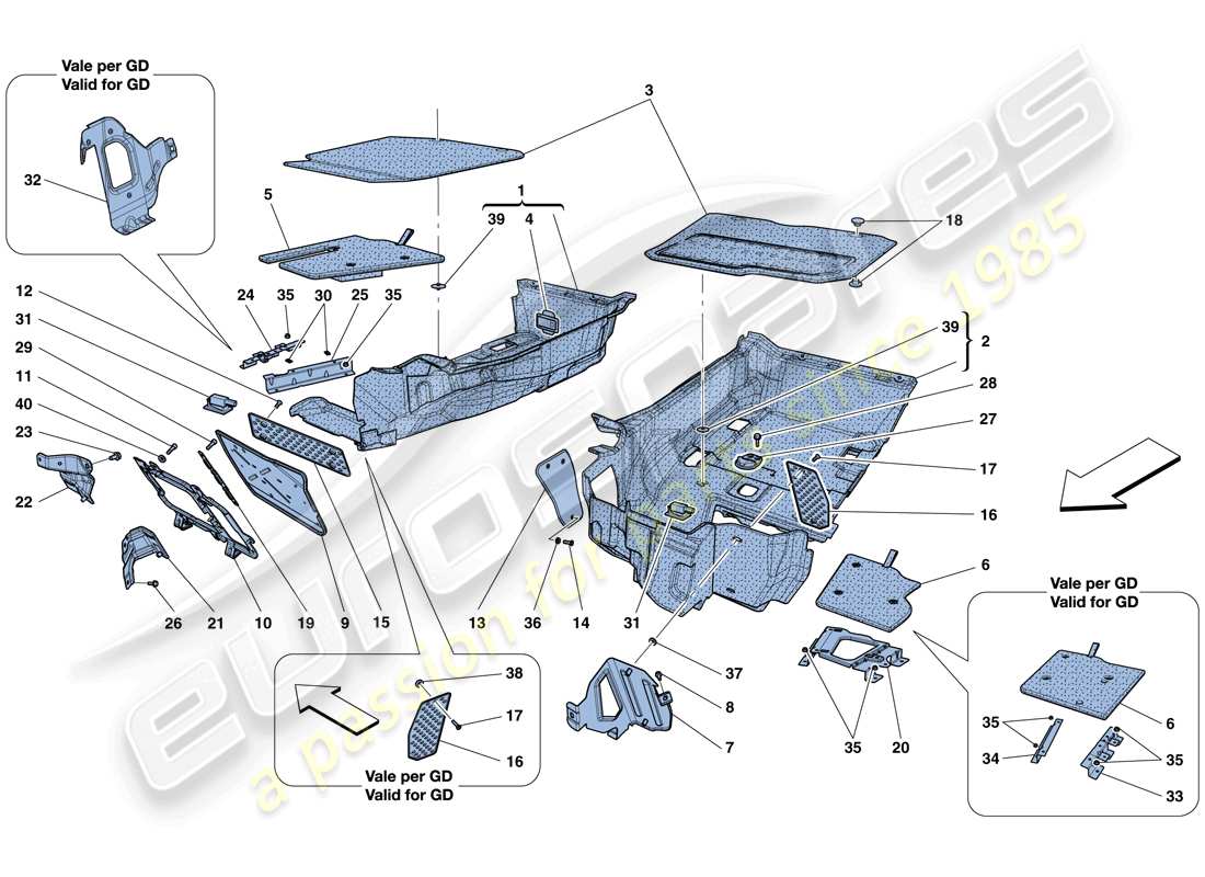 ferrari f12 berlinetta (usa) passenger compartment mats part diagram