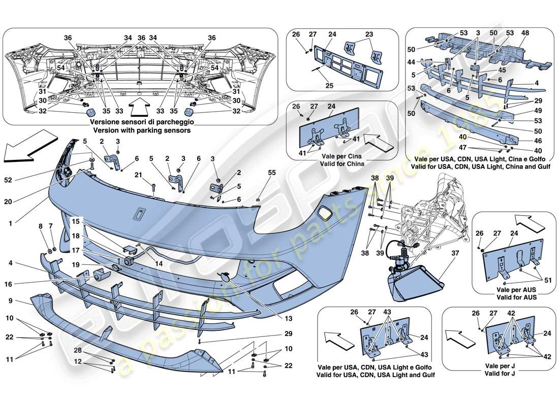 ferrari f12 berlinetta (rhd) front bumper parts diagram