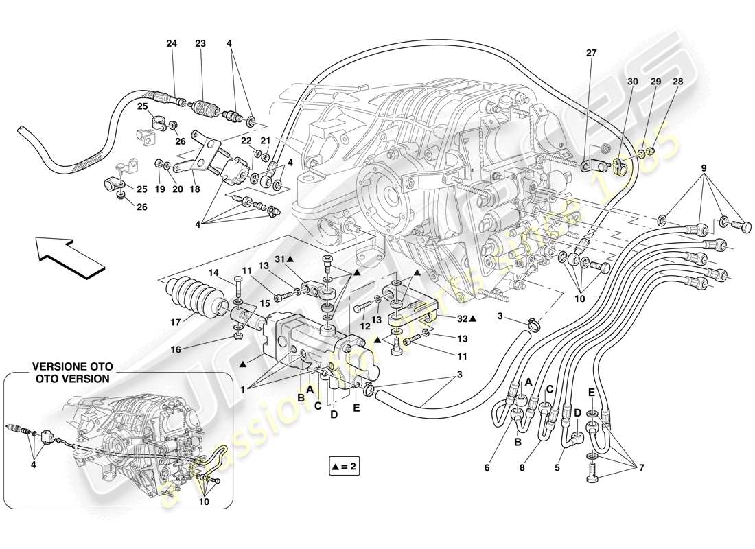 ferrari 612 scaglietti (europe) f1 clutch hydraulic control parts diagram