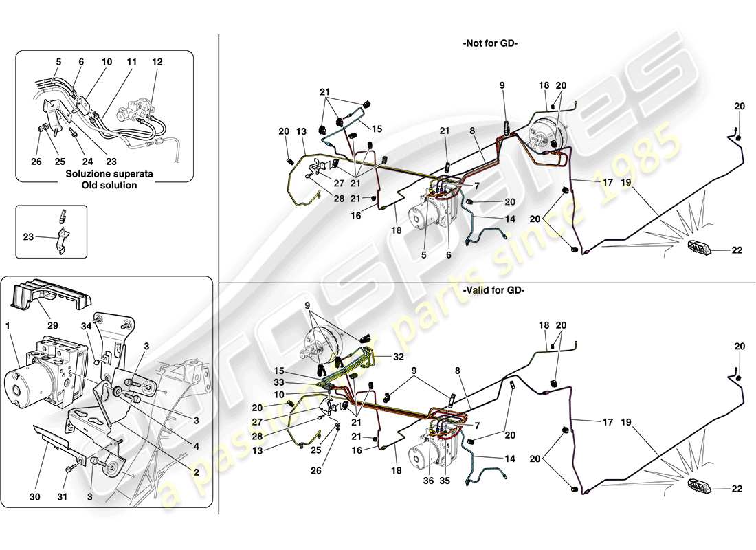 ferrari california (rhd) brake system part diagram