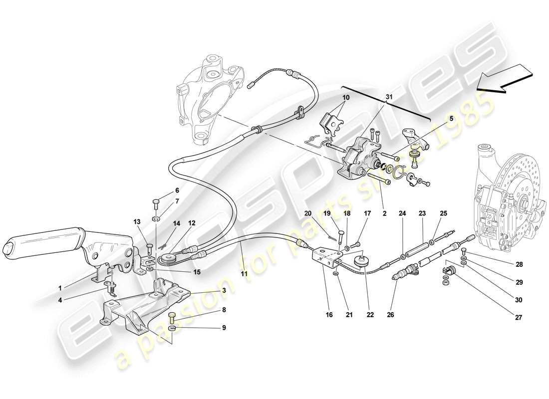 ferrari f430 scuderia spider 16m (usa) parking brake control parts diagram