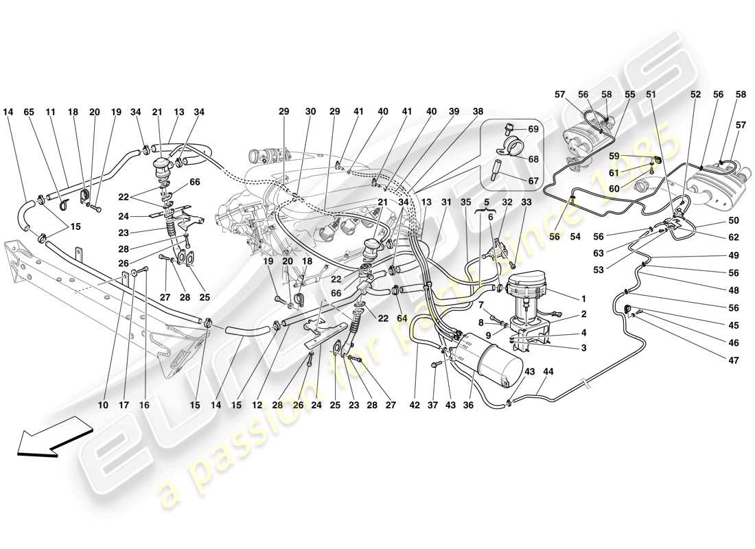 ferrari 599 gto (rhd) secondary air system parts diagram