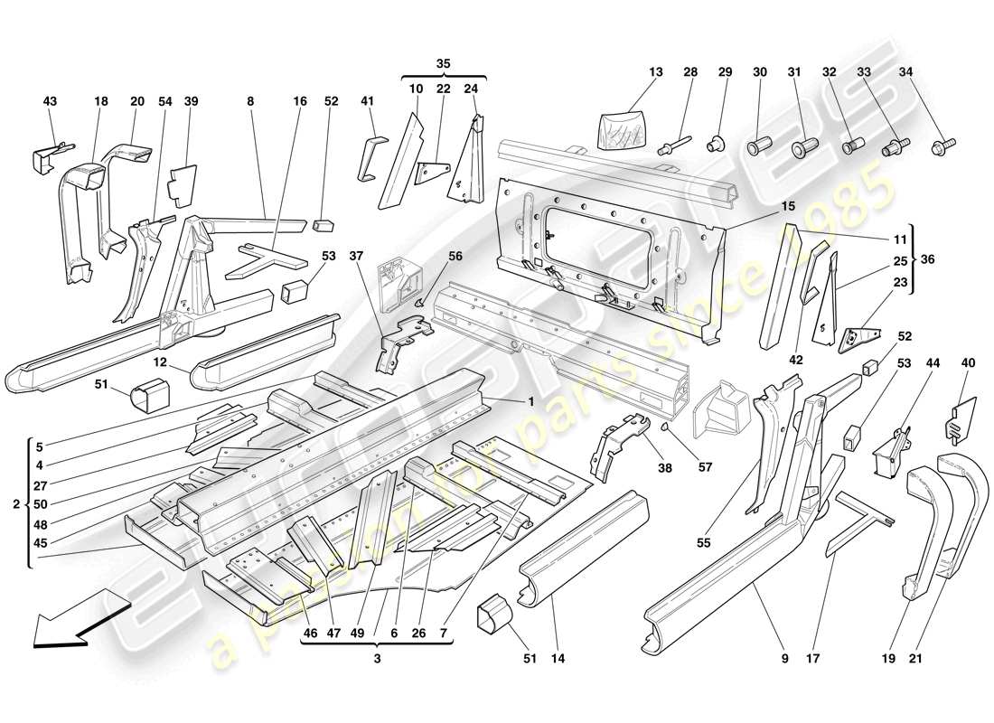 ferrari f430 scuderia spider 16m (europe) central elements and panels part diagram