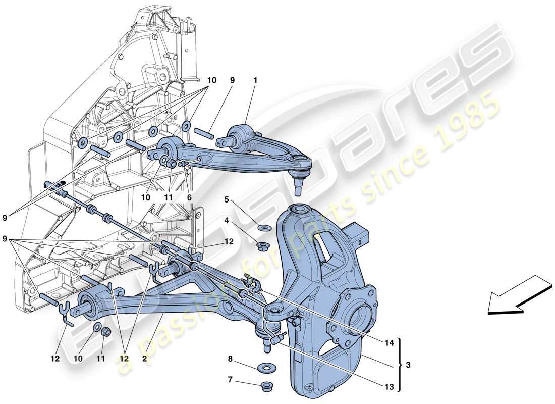 ferrari 458 spider (rhd) front suspension - arms part diagram