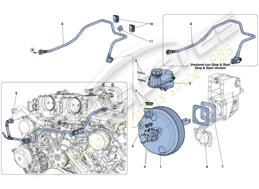 ferrari california t (rhd) servo brake system parts diagram