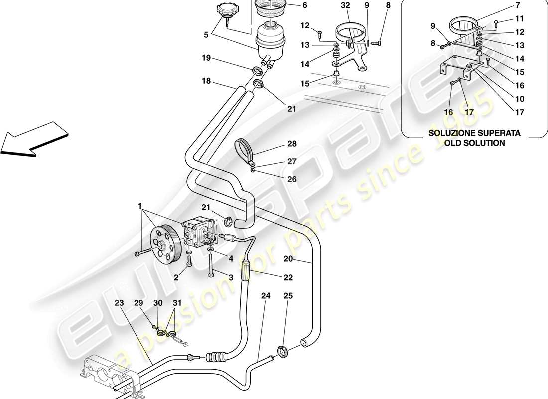 ferrari f430 coupe (usa) power steering pump and reservoir part diagram