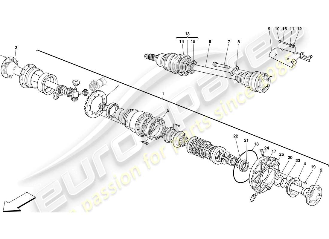 ferrari f430 coupe (usa) differential and axle shaft part diagram