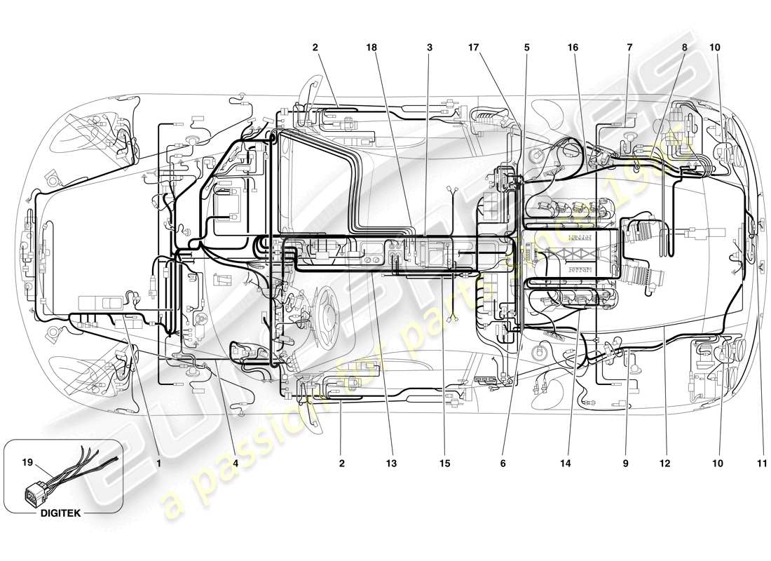 ferrari f430 spider (usa) electrical system parts diagram