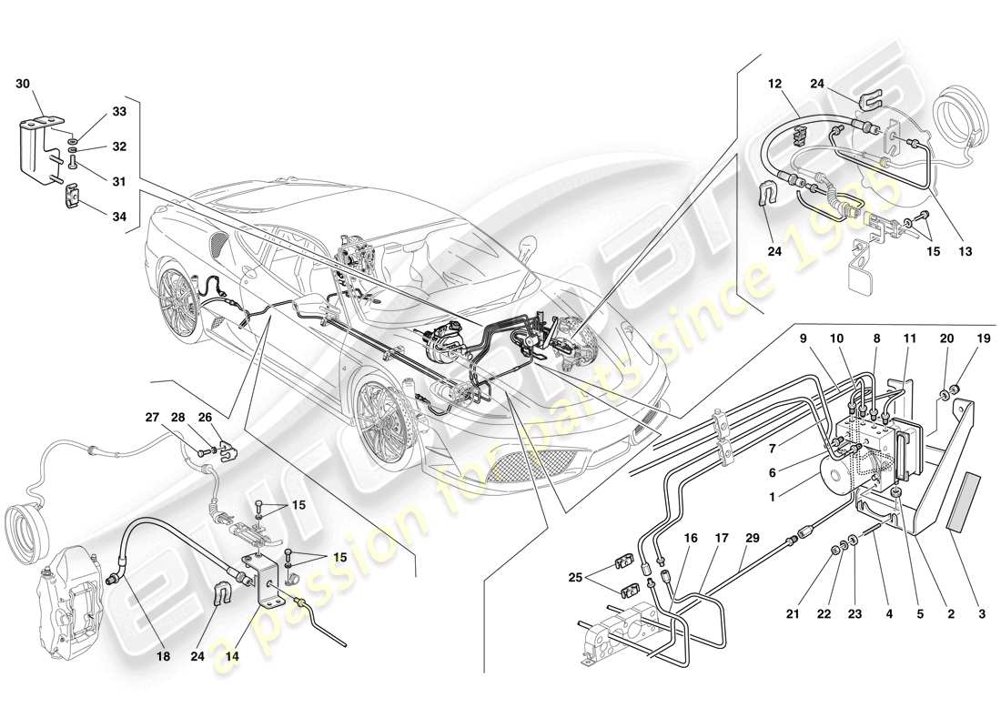 ferrari f430 scuderia (usa) brake system part diagram