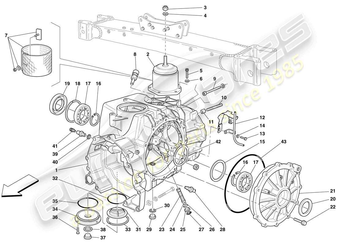 maserati mc12 gearbox/differential housing parts diagram