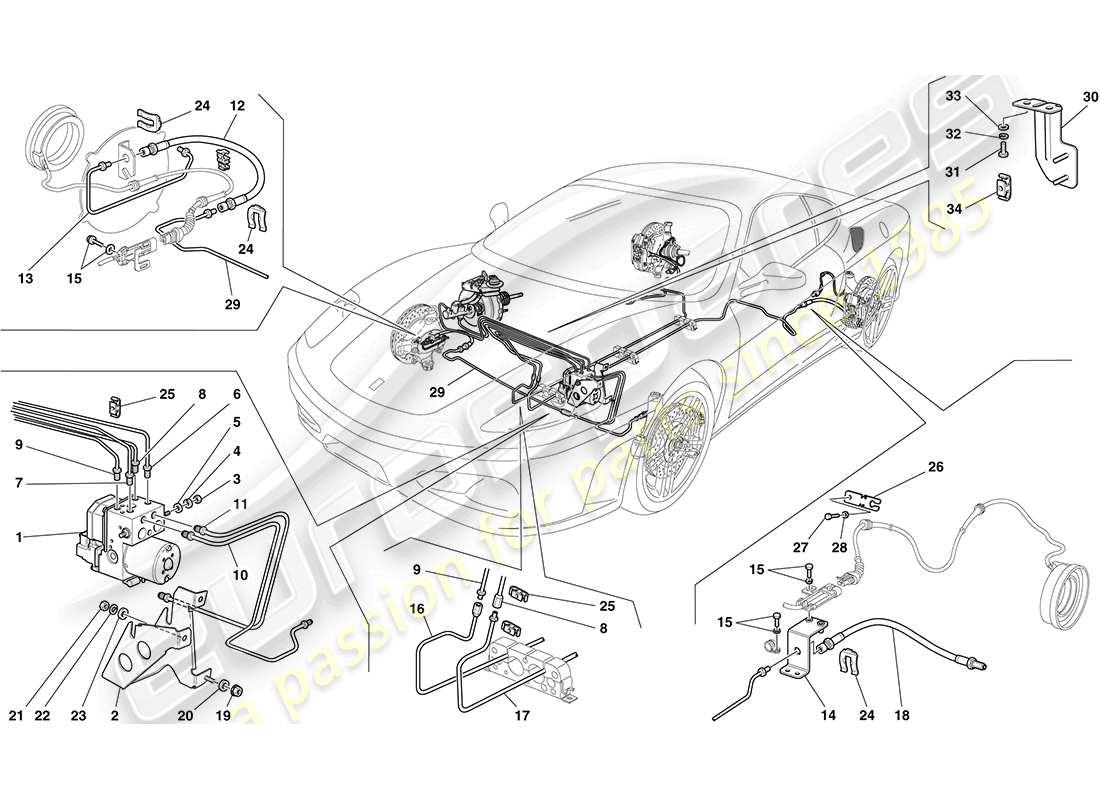 ferrari f430 coupe (europe) brake system part diagram