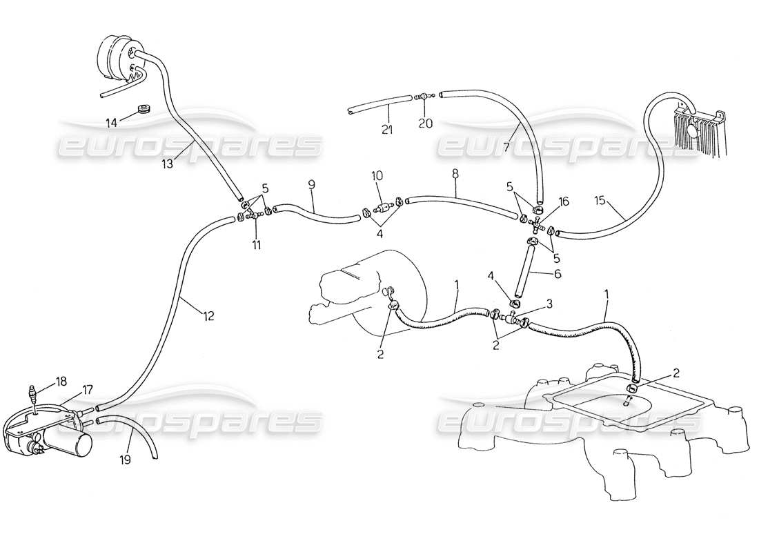 maserati karif 2.8 evaporation system (rh steering without lambda feeler) parts diagram