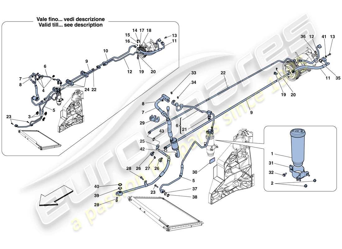 ferrari 458 italia (usa) ac system - freon part diagram