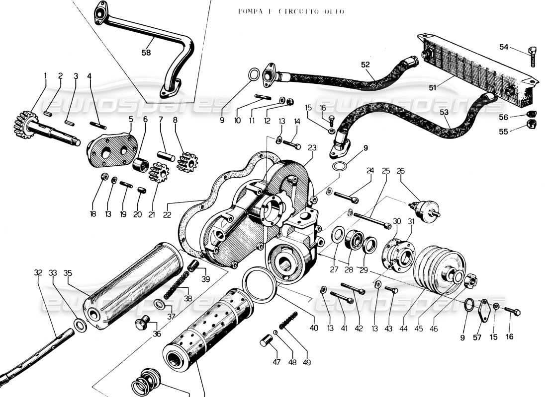 lamborghini espada oil pump circuit part diagram