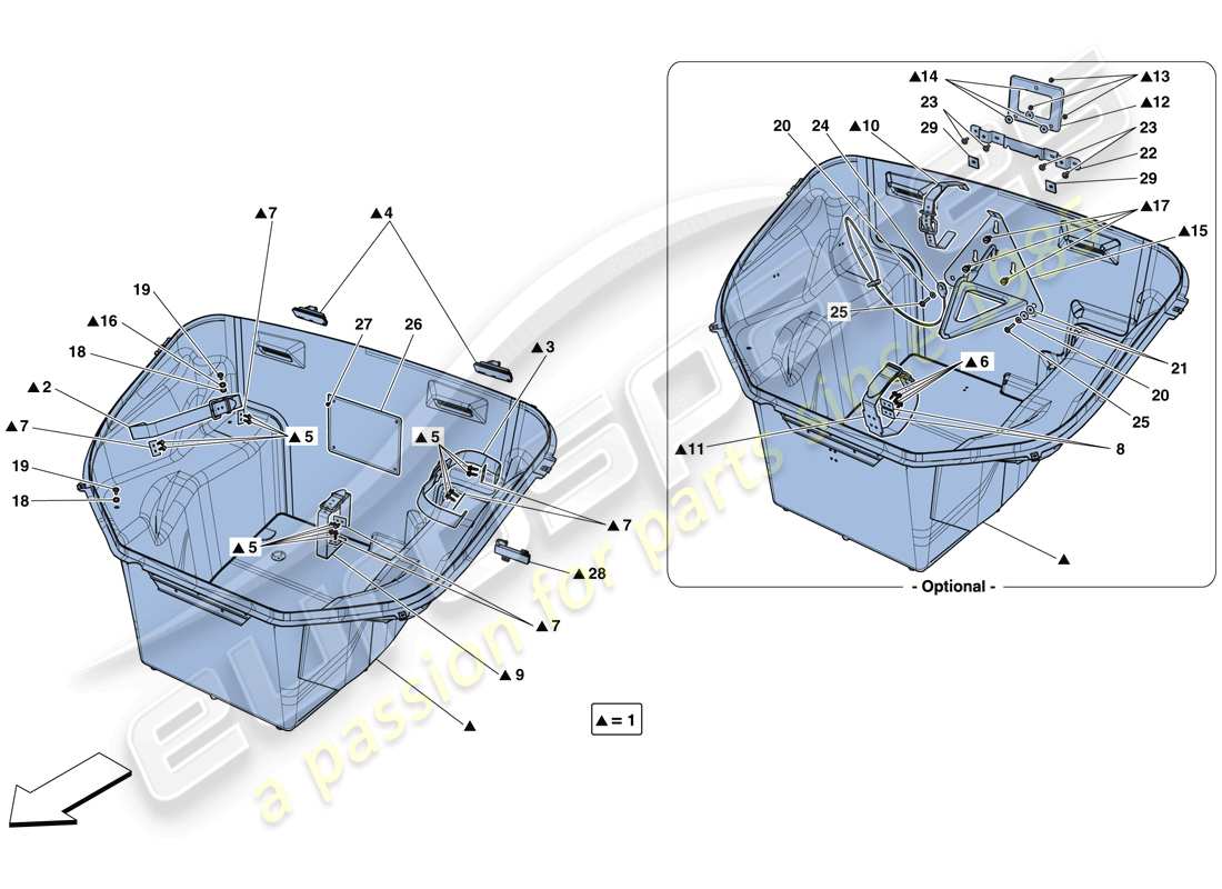 ferrari 488 gtb (rhd) front compartment trim parts diagram