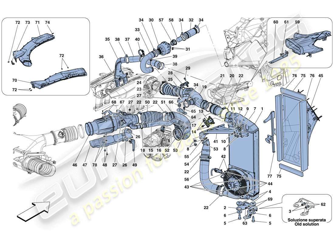 ferrari 488 gtb (rhd) intercooler parts diagram