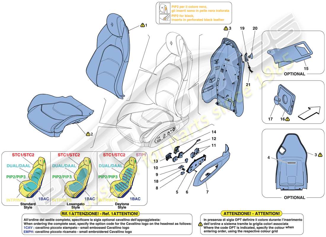 ferrari gtc4 lusso (usa) front seat - trim and accessories part diagram