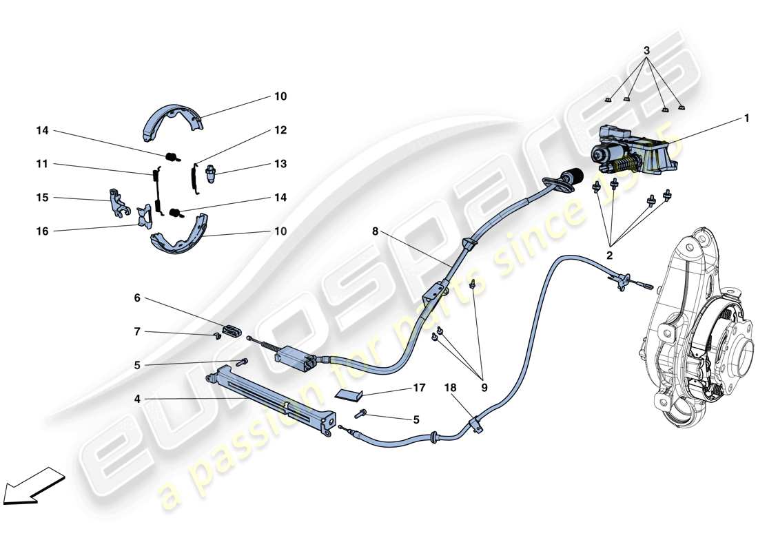 ferrari california t (rhd) parking brake parts diagram