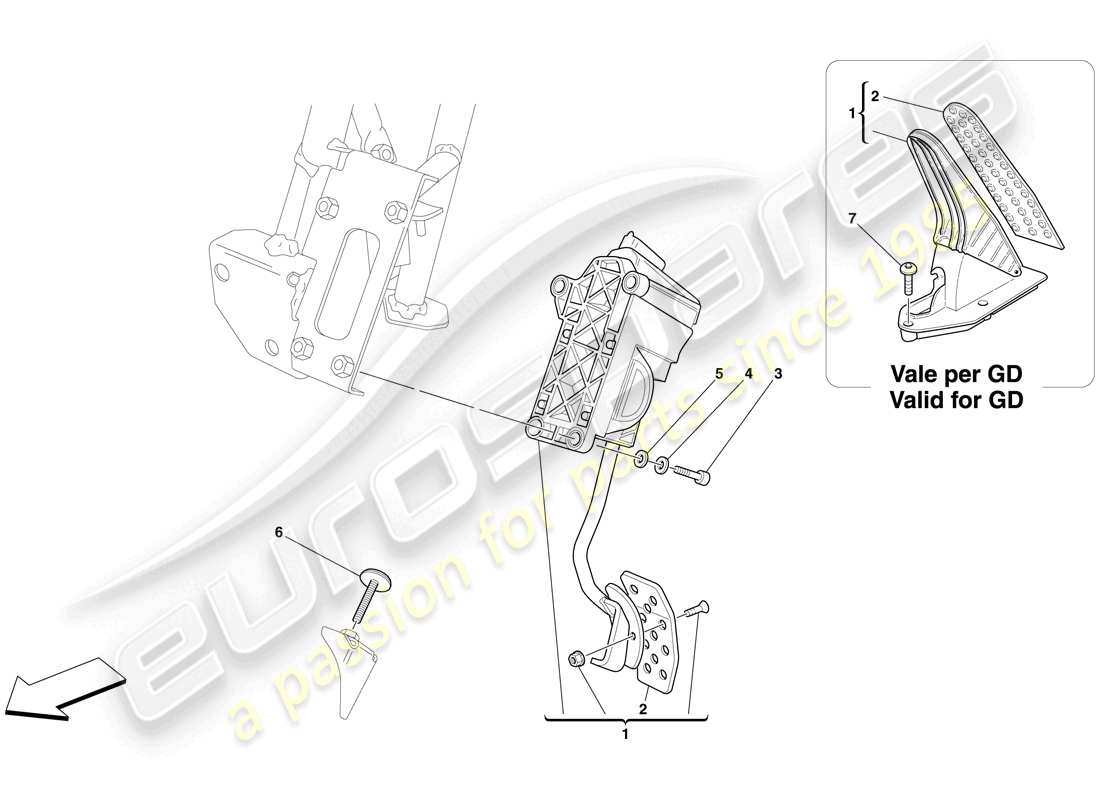 ferrari 599 gtb fiorano (usa) electronic accelerator pedal parts diagram
