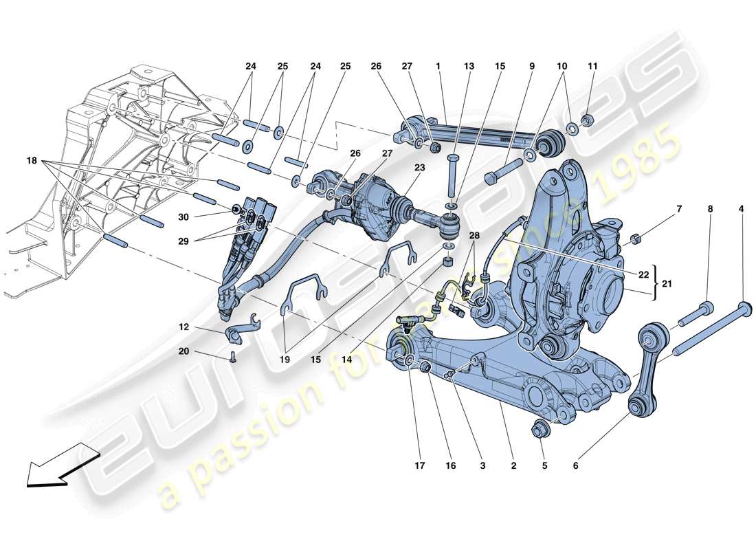 ferrari f12 tdf (rhd) rear suspension - arms parts diagram