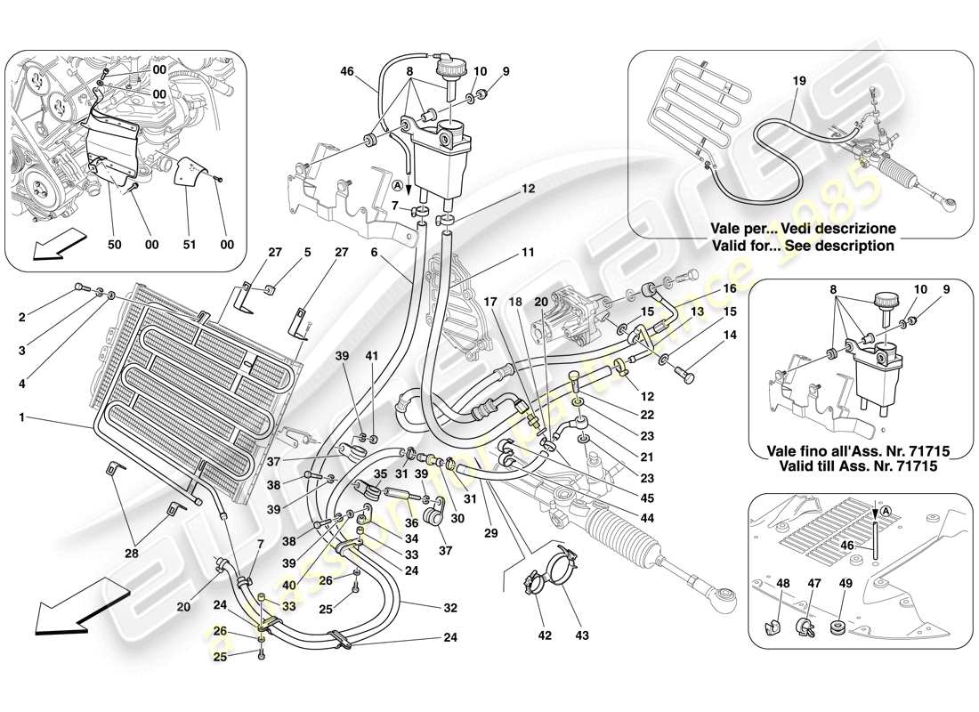 ferrari 612 scaglietti (usa) hydraulic fluid reservoir for power steering system and coil part diagram