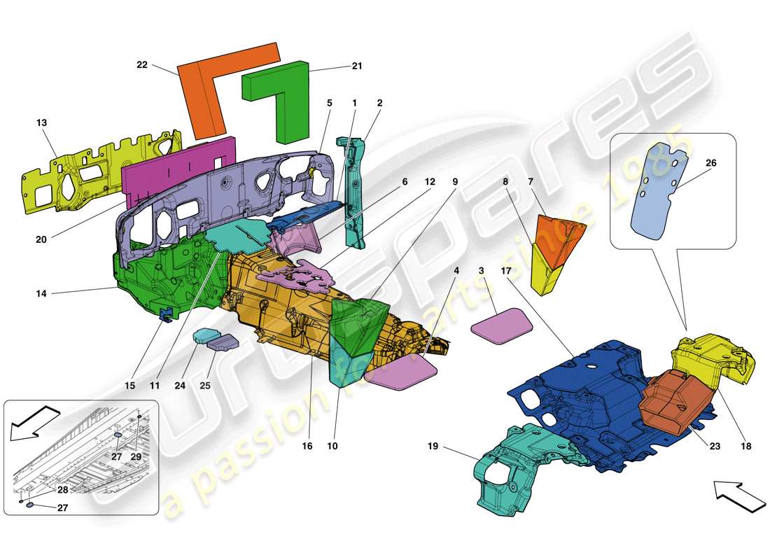 ferrari california t (rhd) insulation parts diagram