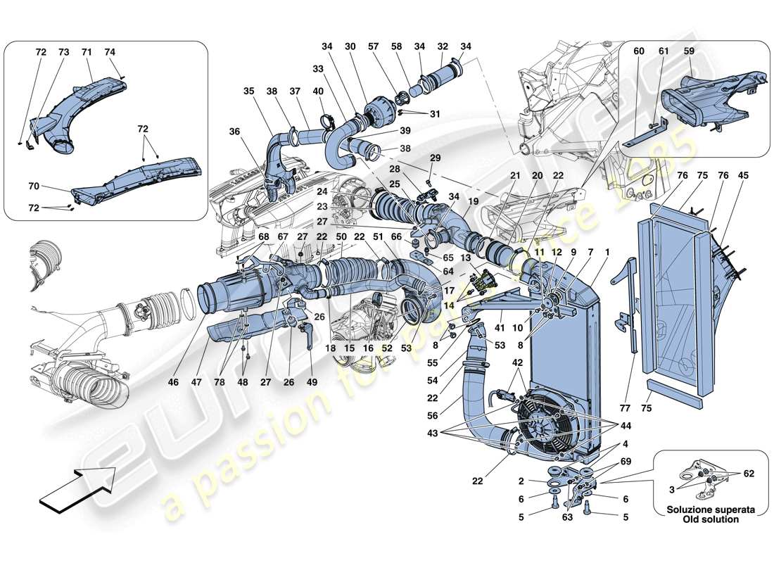 ferrari 488 gtb (europe) intercooler parts diagram