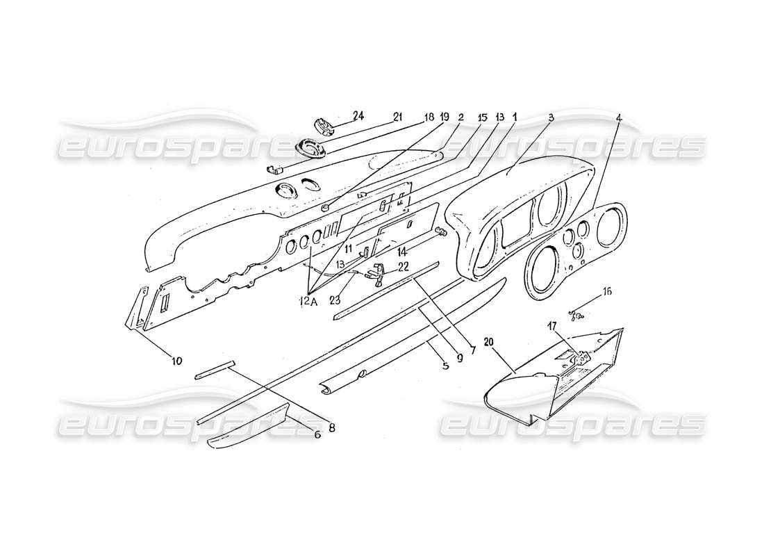 ferrari 365 gtc (coachwork) dash board part diagram