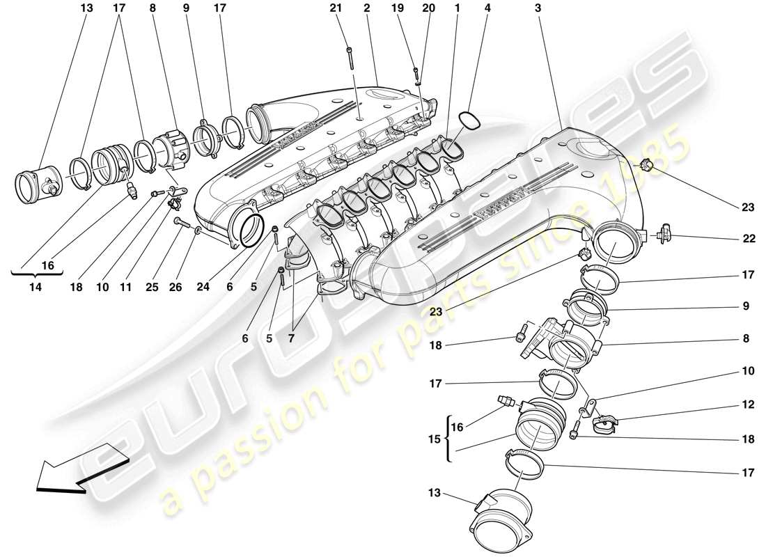 ferrari 599 sa aperta (rhd) intake manifold parts diagram