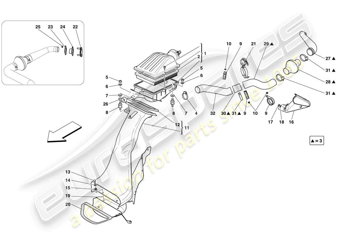 ferrari 599 gto (usa) air intake parts diagram
