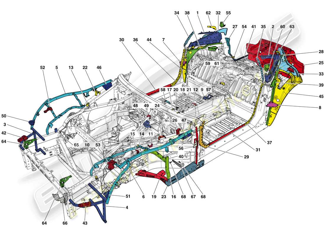 ferrari 812 superfast (usa) chassis completion part diagram