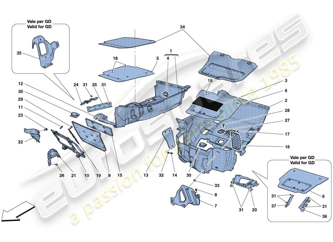 ferrari f12 tdf (rhd) passenger compartment mats parts diagram