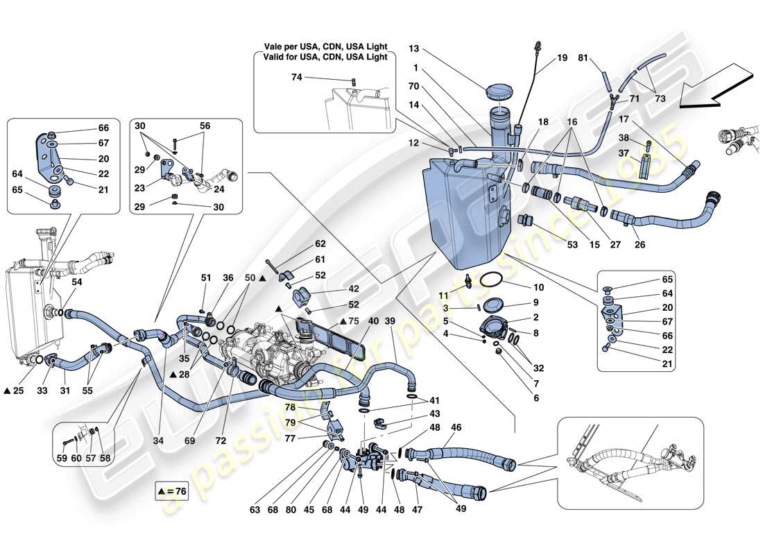 ferrari f12 tdf (rhd) lubrication system: tank parts diagram