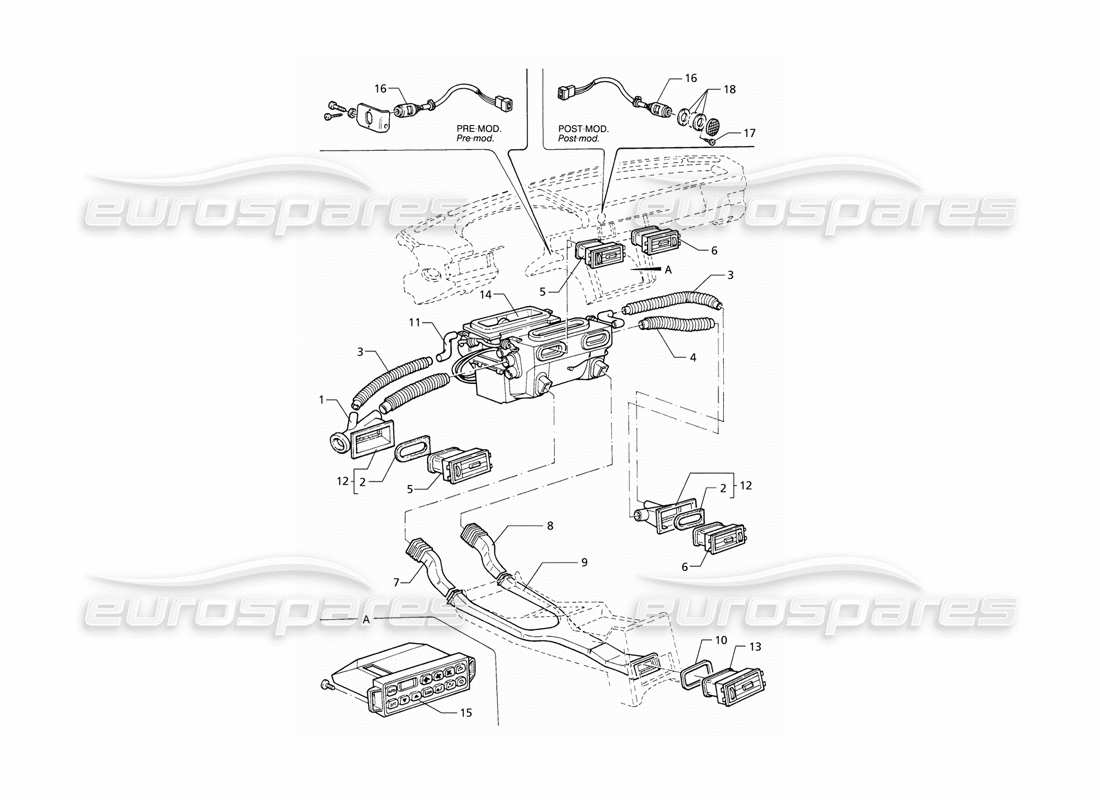 maserati qtp v6 (1996) passenger compartment ventilation (lhd) part diagram