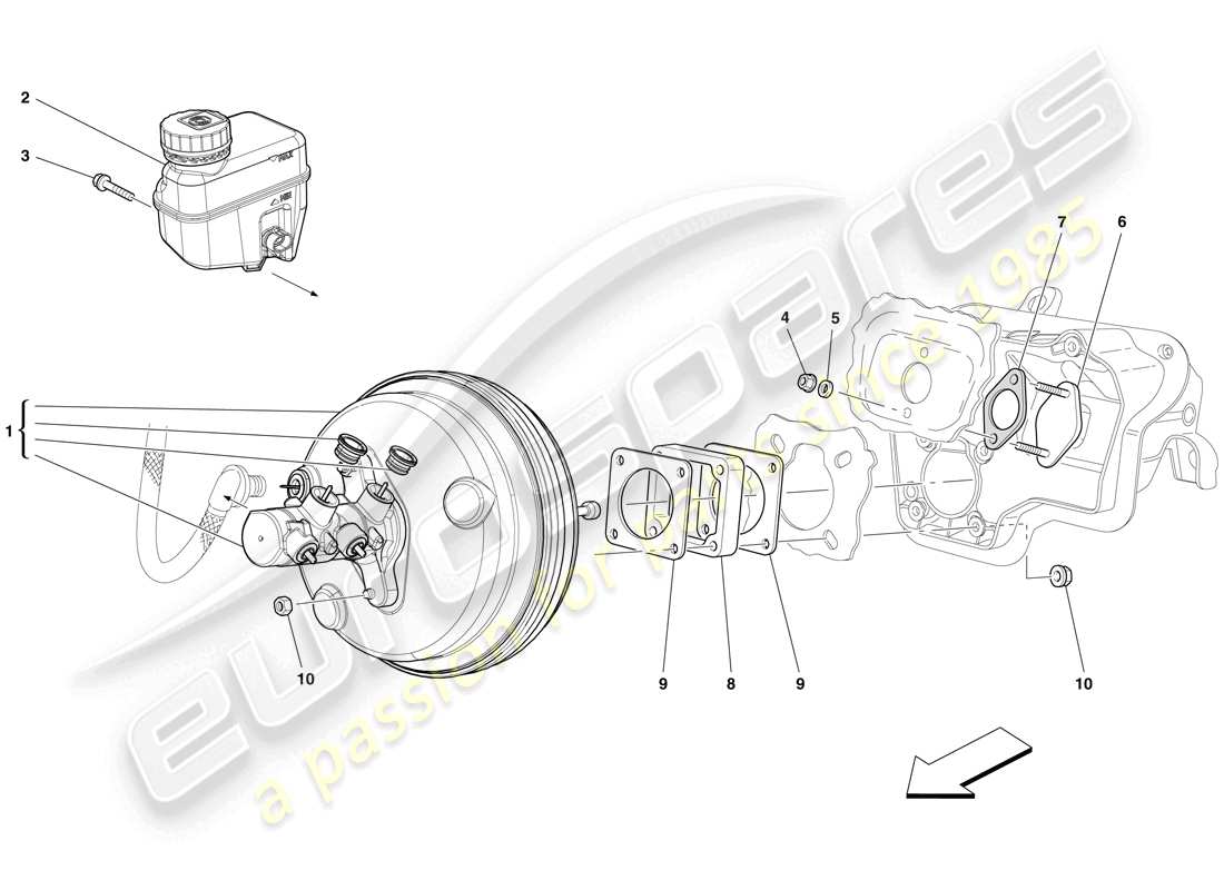 ferrari 599 sa aperta (rhd) hydraulic brake and clutch control parts diagram