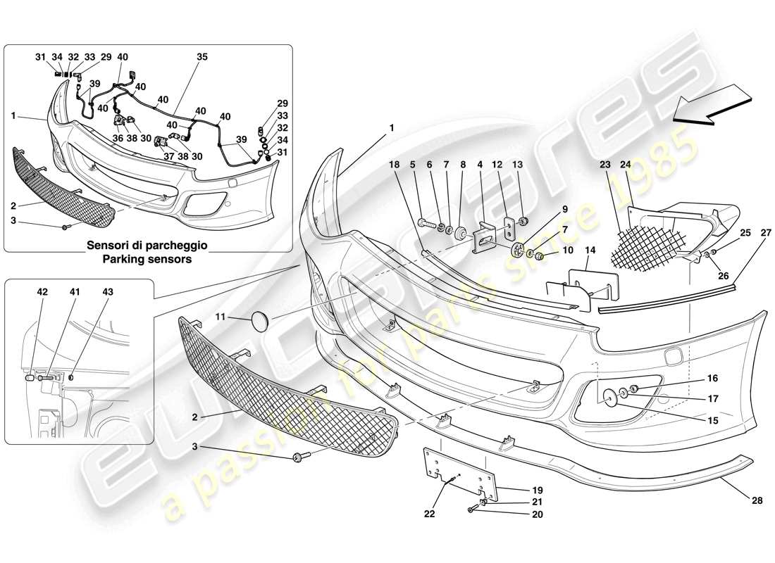 ferrari 599 gto (europe) front bumper part diagram