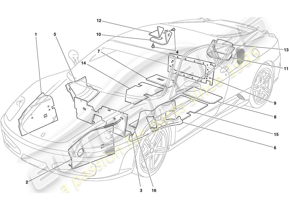 ferrari f430 coupe (usa) insulation parts diagram