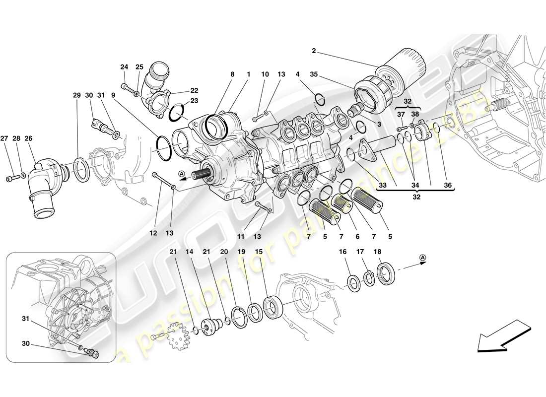 ferrari f430 coupe (usa) oil / water pump part diagram