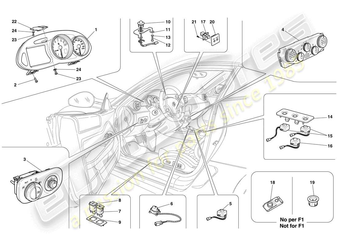 ferrari 599 gtb fiorano (usa) instrumentation parts diagram