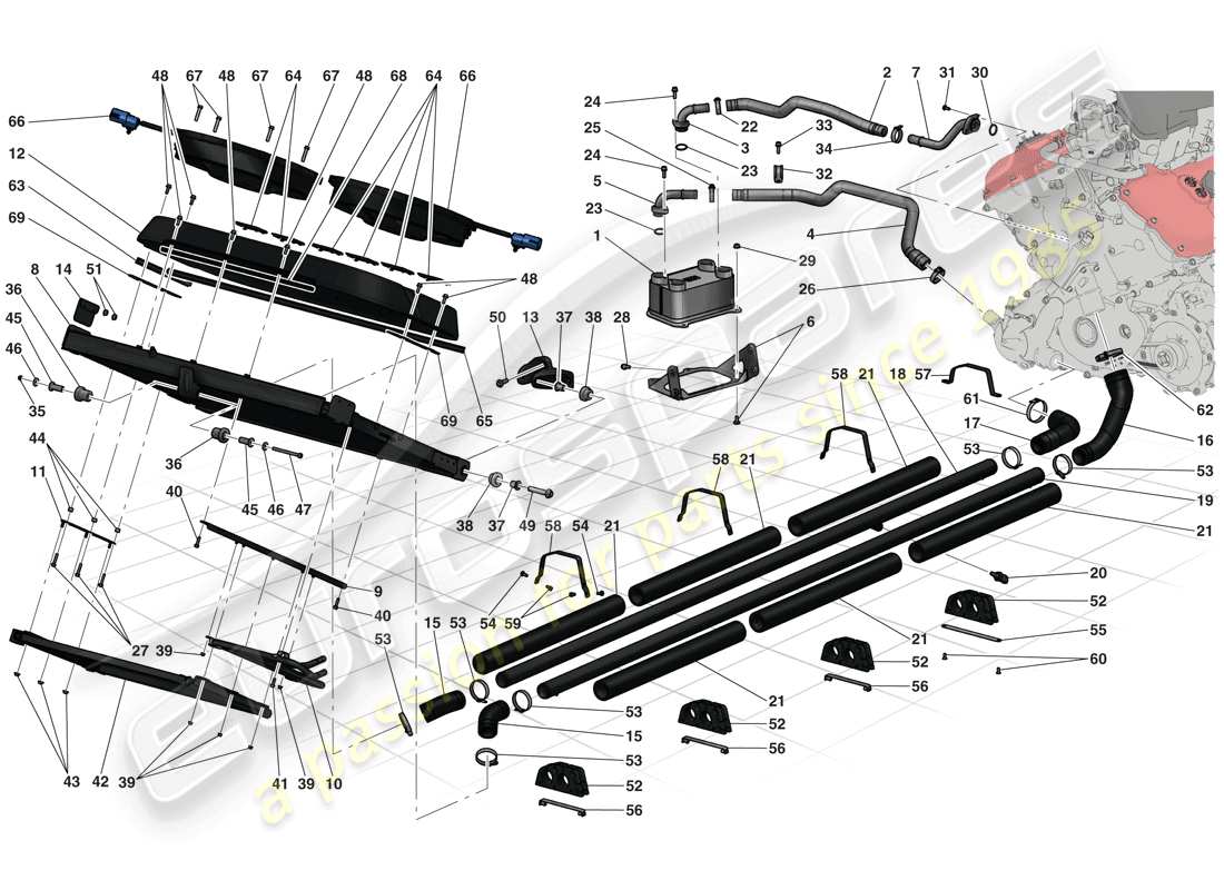 ferrari laferrari (usa) coolin system parts diagram