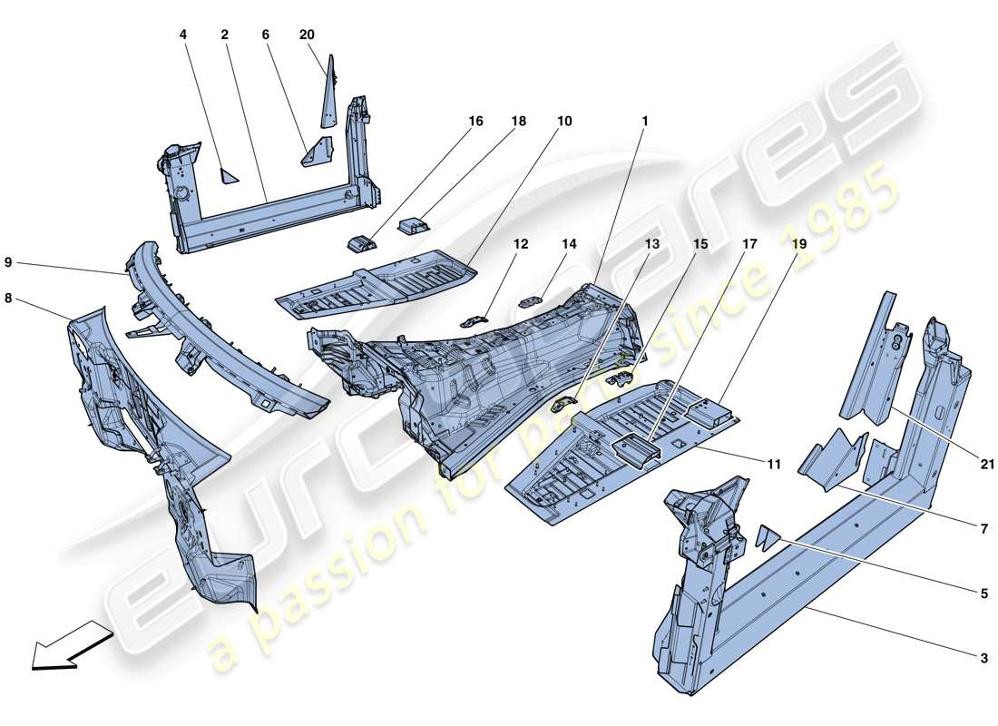 ferrari 812 superfast (usa) structures and elements, centre of vehicle part diagram