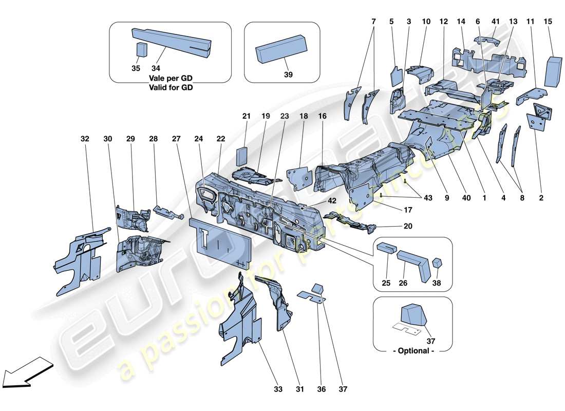 ferrari gtc4 lusso t (usa) insulation parts diagram